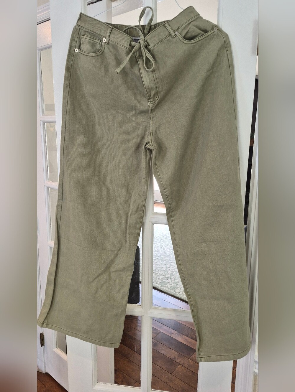 THE WORKSHOP BRAND Olive Wide-Leg Drawstring Jeans NWT